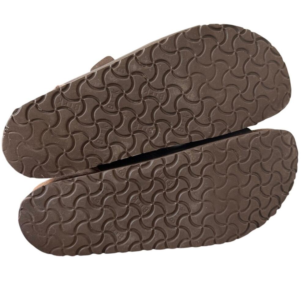 Birkenstock Milano Brown Leather Multi Buckle Cork Base Sandal Size 45 (12-12.5) - Picture 3 of 9